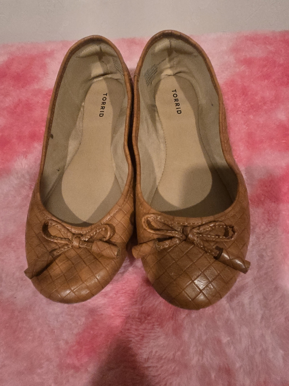 torrid Quilted Tan Ballet Flats with Bow Accent